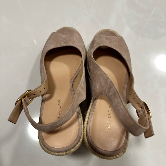 Stuart Weitzman Jean Espadrile Suede Platform Wedge Sandal in Beige - Picture 5 of 9